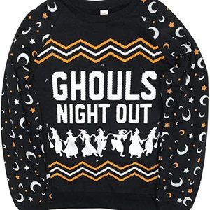 GHOULS NIGHT OUT LIGHT UP WOMEN BLACK PULLOVER NEW
